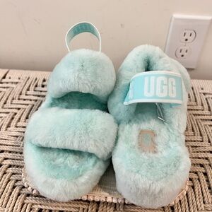 UGG Soft Pastel Blue Fluffy Slippers